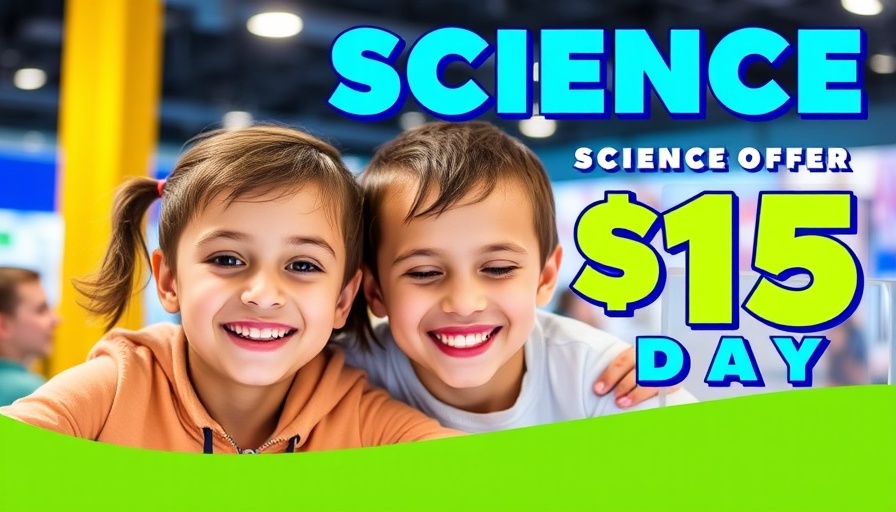 Orlando Science Center $15 Day promotional banner with children.