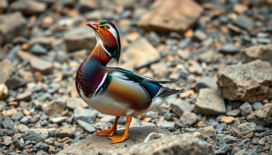 Colorful duck on rocks, highlighting outdoor activities in Florida.