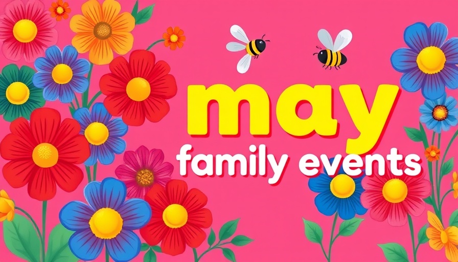 Colorful 'Family Events Central Florida May 2025' illustration with flowers