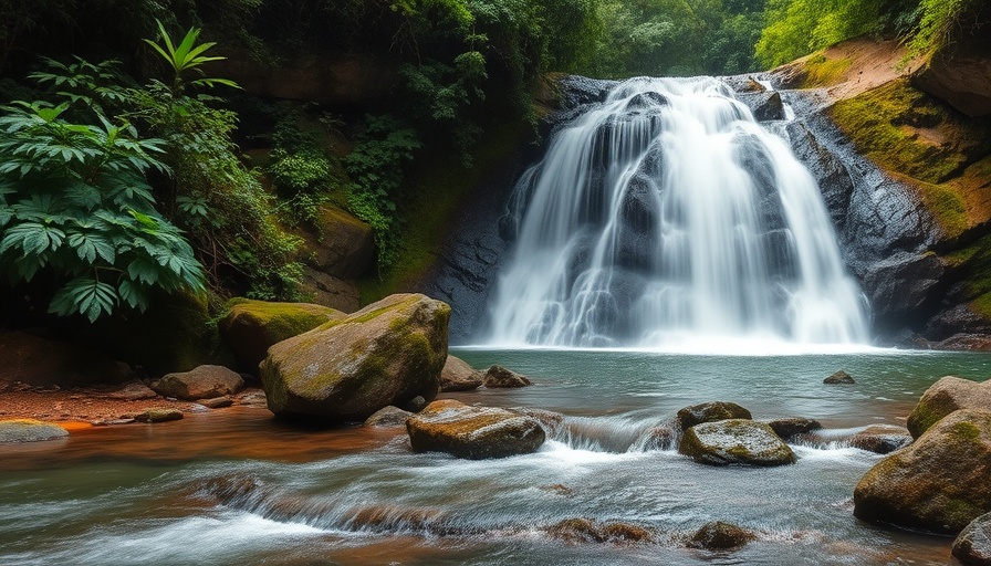 Peaceful waterfall in Florida forest, ideal for outdoor activities.