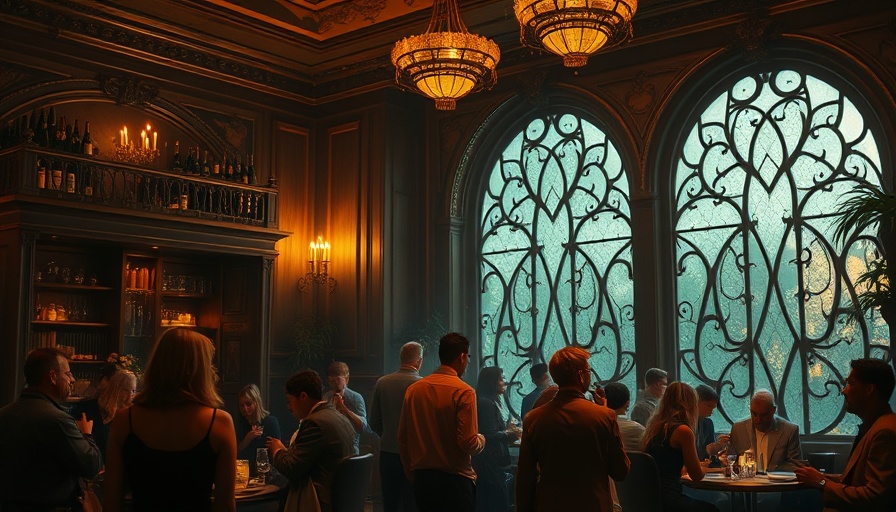 Doctor Strange themed lounge with diverse patrons enjoying the magical atmosphere.