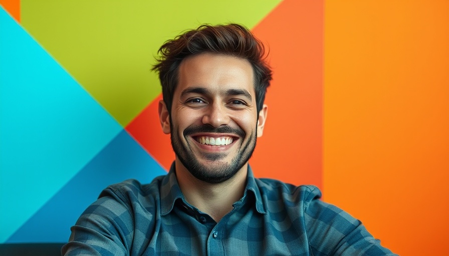Vibrant abstract portrait of a man sitting, AI news 2025 theme.