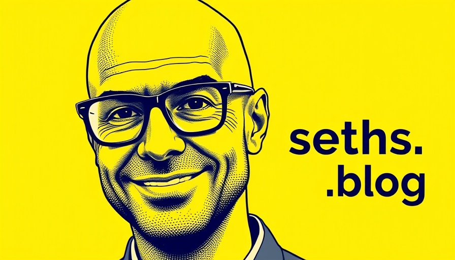 Stippling illustration of a man with glasses, 'seths.blog' text, yellow background.