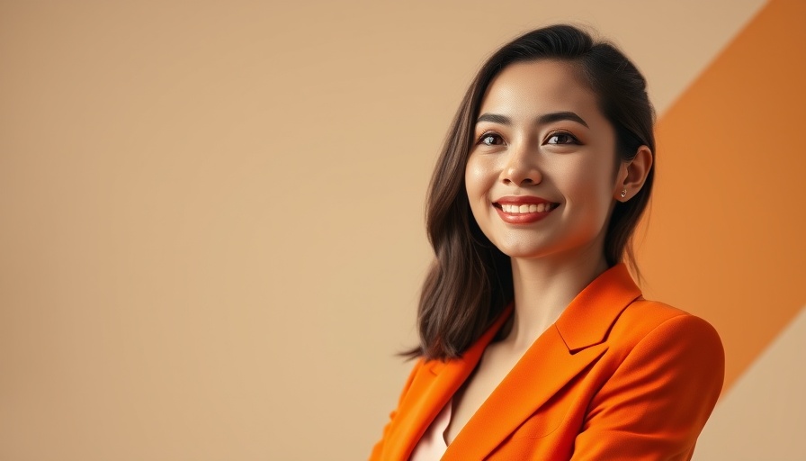 Professional woman balancing career and creativity, smiling confidently.