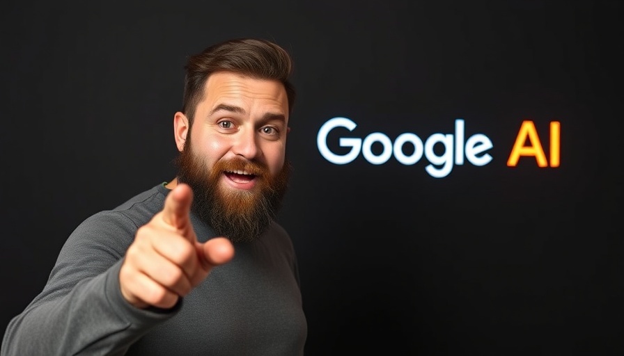 Bearded man pointing at Google AI with excitement.