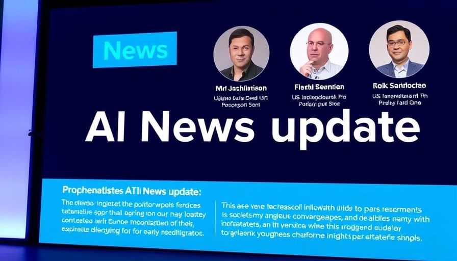 Digital slide with AI news and updates, including Google AI developments.