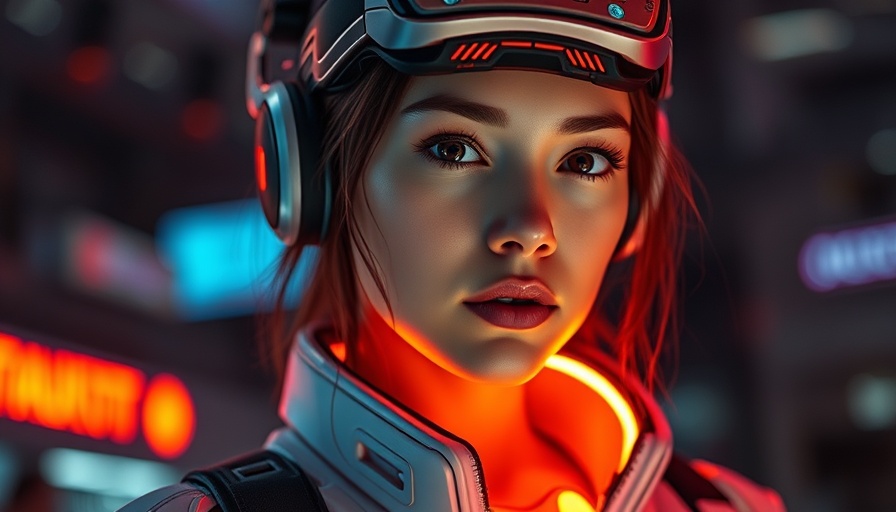 Futuristic woman with tech accessories, humanoid robotics revolution.
