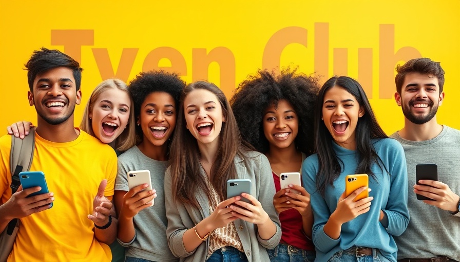 Diverse group of teens at Oviedo Mall Teen Club, excited expressions.