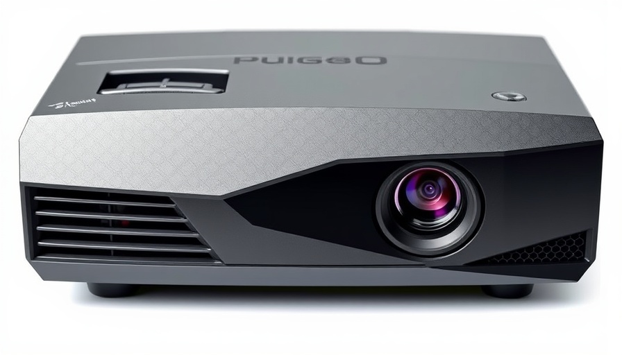 Sleek futuristic projector, best new tech gadgets 2025, matte black.
