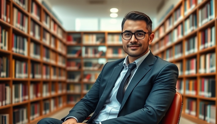 Professional individual in modern home design library.