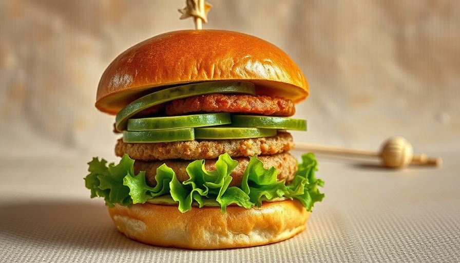 Art-inspired gourmet burger with fresh ingredients and artistic flair.