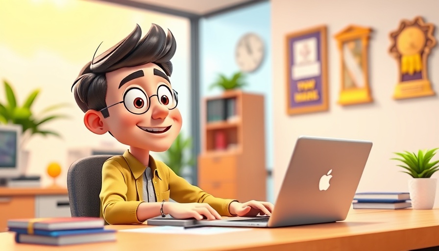 AI automation for entrepreneurs illustrated as a cartoon in a vibrant office.