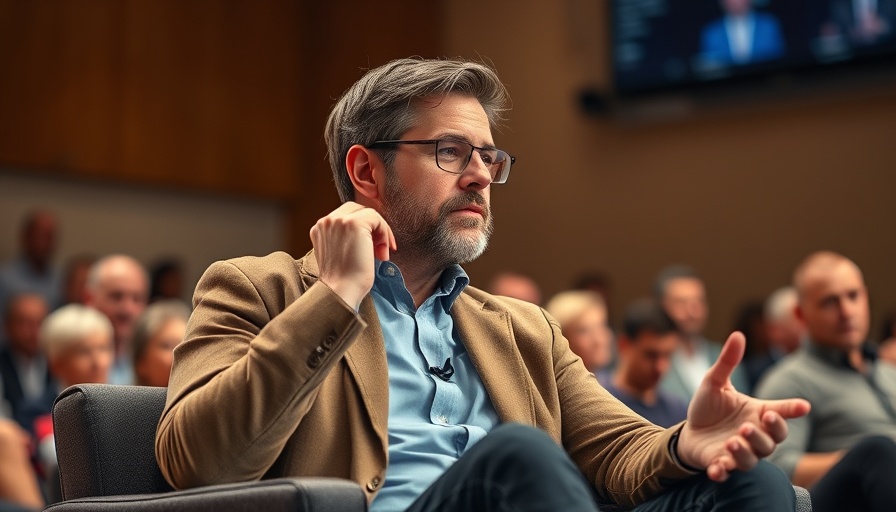Man discussing investment strategies on stage, Investing in Facebook.