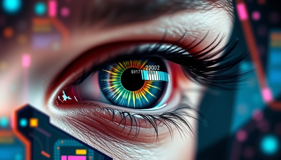 Futuristic eye with digital stacks symbolizing AI automation for entrepreneurs.