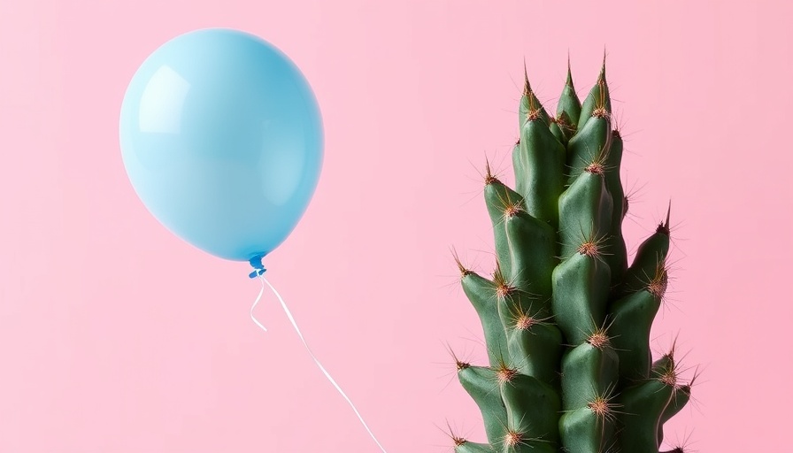 Blue balloon near cactus symbolizing resilience in business strategies.