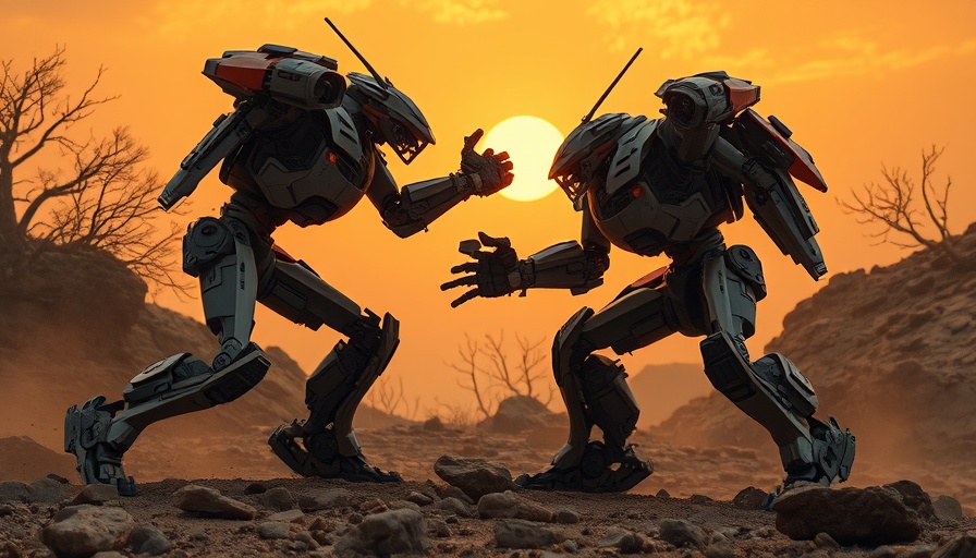 Epic robot battle scene in a futuristic landscape related to Titanfall game cancellation.