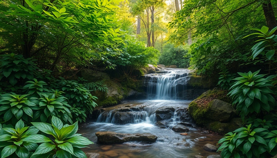 Scenic waterfall among foliage, best hiking trails near Orlando