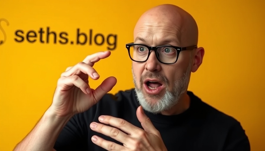 Embracing Uncomfortable Ideas - speaker with animated gesture and seths.blog text.