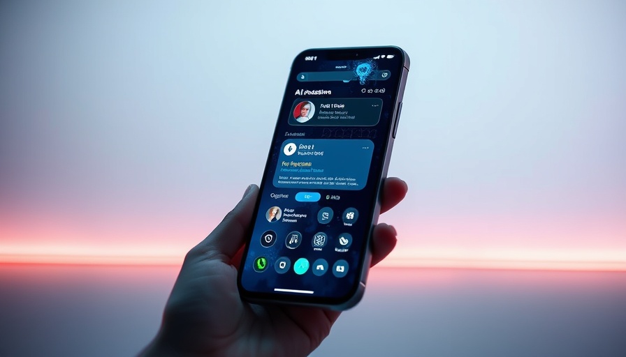 AI-powered gadgets: Futuristic smartphone interface with AI assistant.