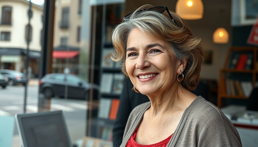 Middle-aged woman opening shop, representing small businesses in the U.S.