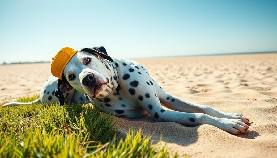 Dalmatian on beach with cap, AI image editing demo