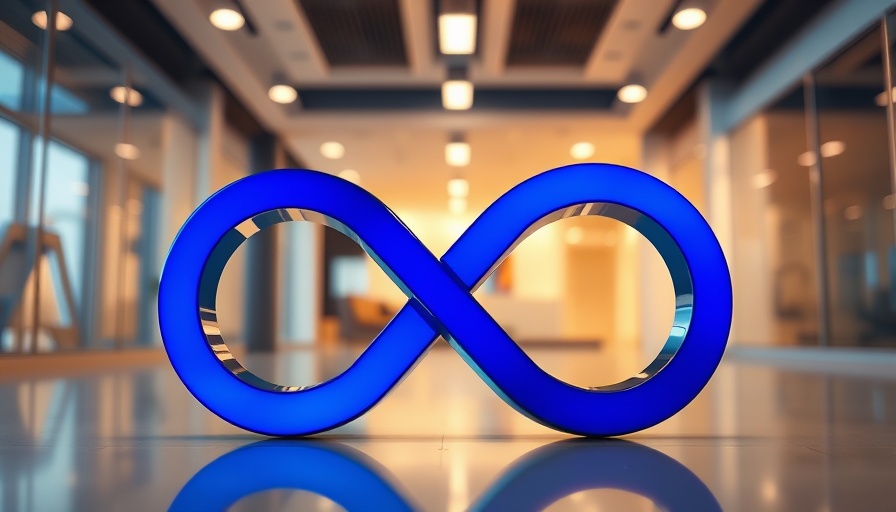 Close-up of a blue logo in modern environment for AI copyright case impact on businesses.