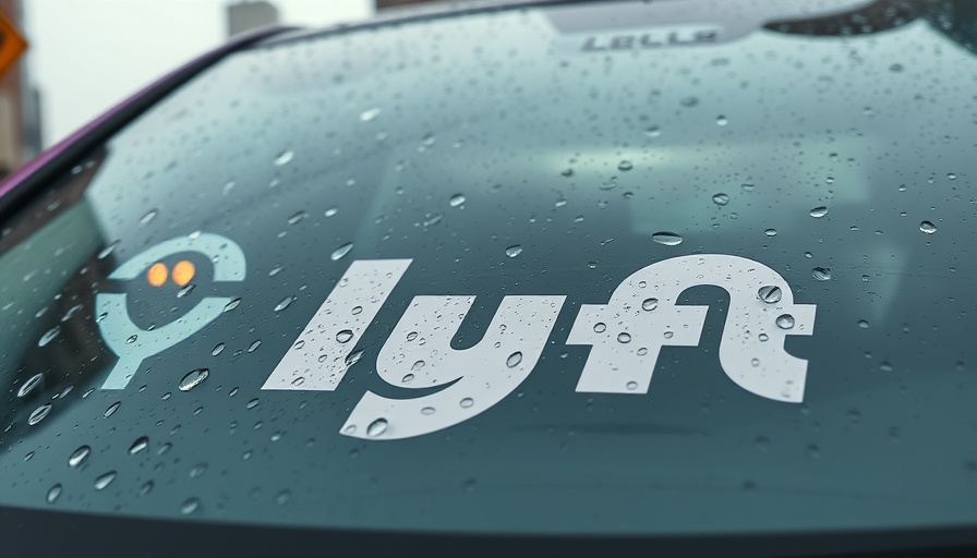 Lyft car windshield with logos in rainy weather, highlighting Lyft Silver account for seniors.