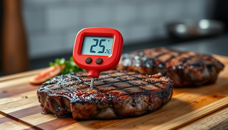 Digital meat thermometer on cooked steak, Best Meat Thermometers 2025.