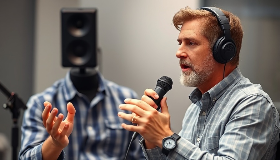 Man discussing how to use AI in business growth in a studio setup.