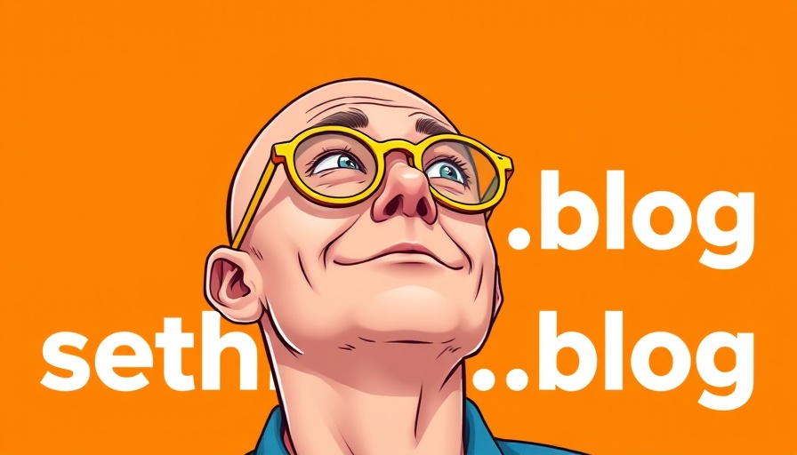 Bright cartoon man looking up with 'seths.blog' written.