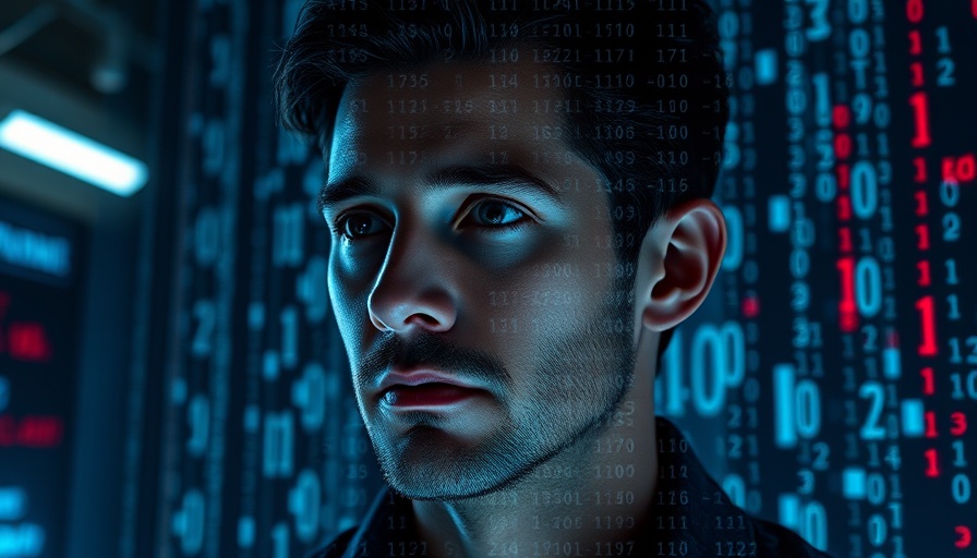 DeepMind AlphaEvolve AI concept with man and code overlay.