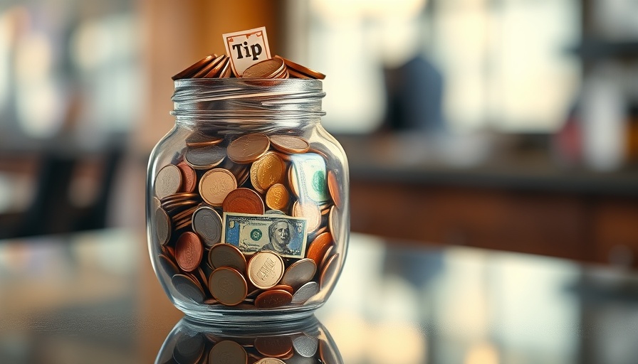 Whimsical tip jar on counter reflecting U.S. tipping trends.