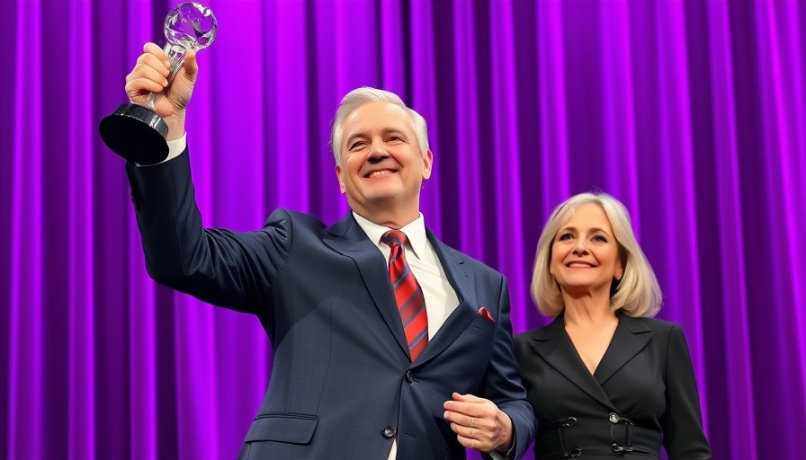 Joe Burke receiving an award at Toy of the Year event, Ollyball sales success.