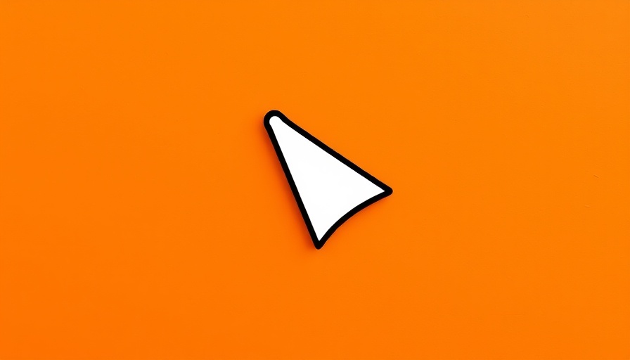 Minimalist art depicting AI interaction with a white cursor on orange.