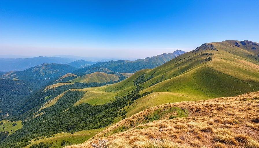 Mountain landscape under a clear sky, perfect for family-friendly outdoor adventures.