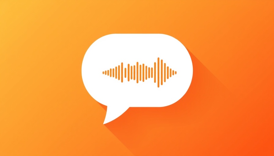 Minimalist AI communication symbol with sound wave on orange background.