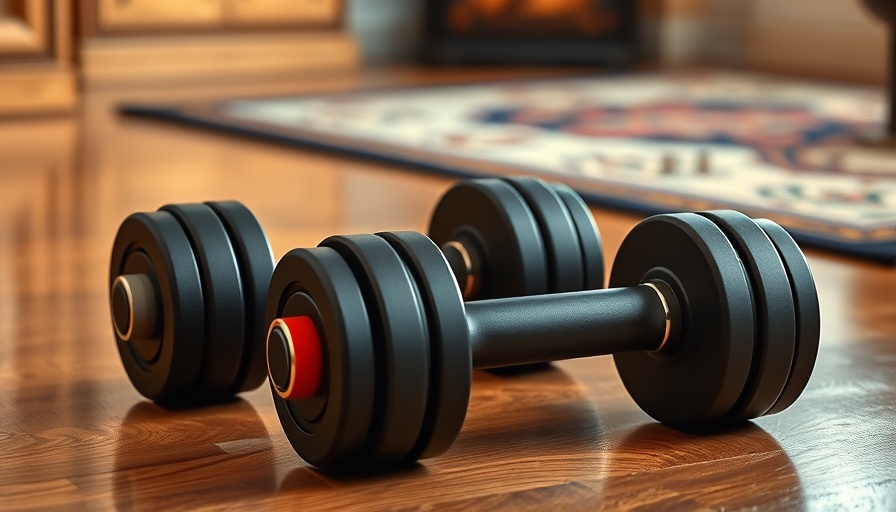 Set of adjustable dumbbells for weight management on wooden floor.