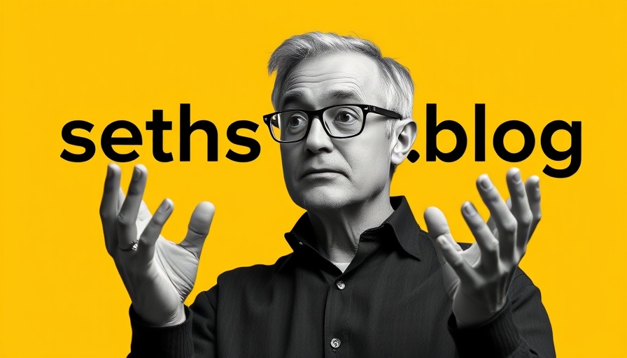 Thoughtful man gesturing in front of 'seths.blog'.