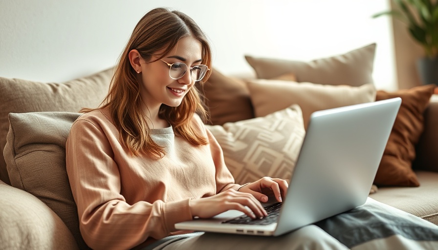 Young woman using easy-to-use PDF editor on laptop.
