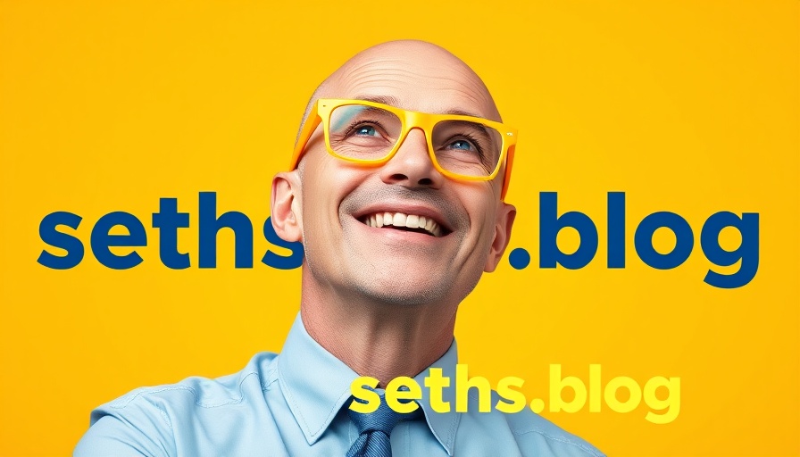 Entrepreneur smiling with attention, bright yellow backdrop with blog text.