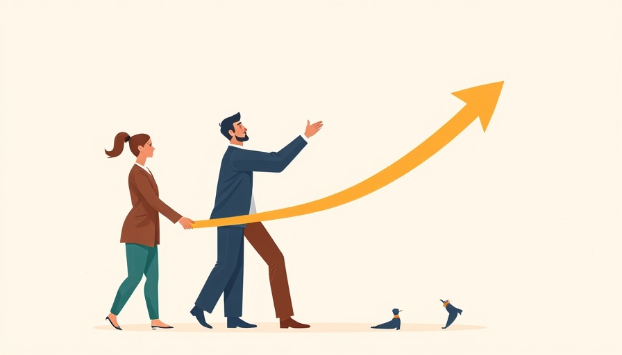 Teamwork illustration representing wellness in entrepreneurship with growth arrow.