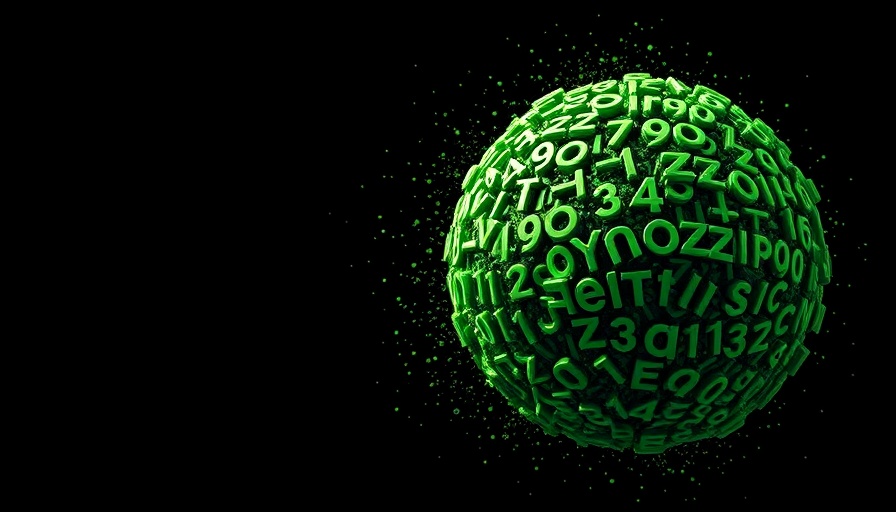 Abstract sphere of green letters disintegrating, symbolizing AI automation for entrepreneurs.
