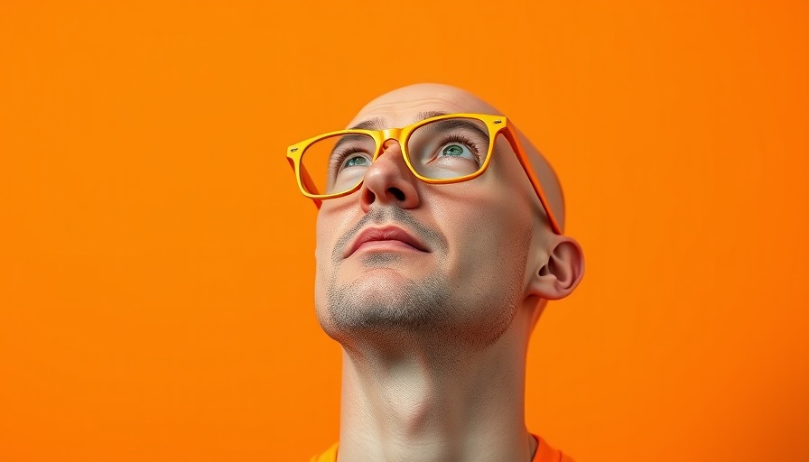 Bald man with glasses pondering business strategy.