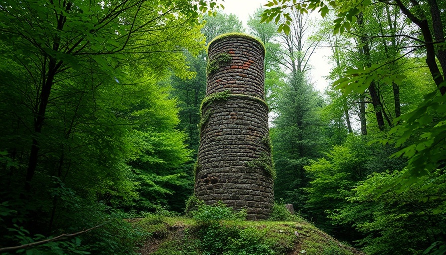 Haunting old ruins in Pennsylvania surrounded by lush forest.