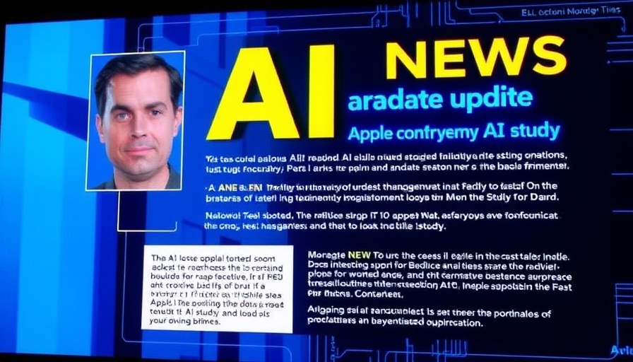 Informative panel discussing Apple's AI Controversy with host portrait and AI updates.
