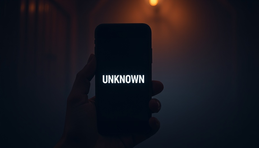 Blurry smartphone screen showing 'UNKNOWN' in dark setting, focusing on AI automation for entrepreneurs.