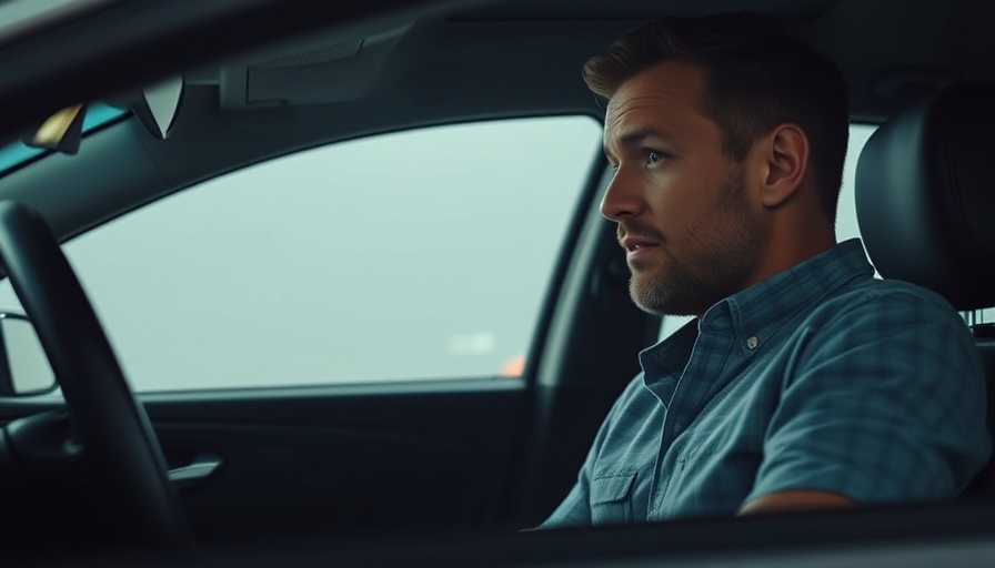 Man discussing AI in business growth inside a car.
