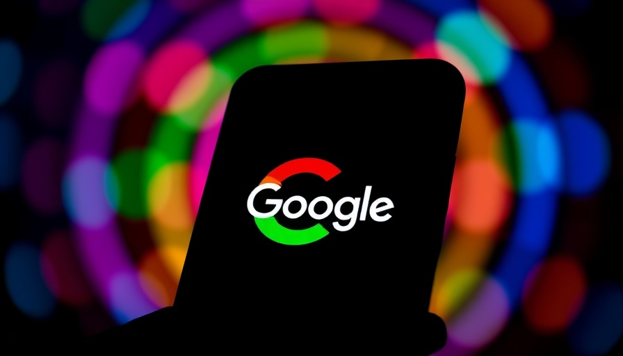 Google logo displayed on smartphone amid colorful background.