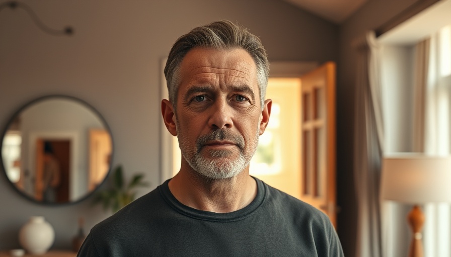 Middle-aged man in stylish home design interior.