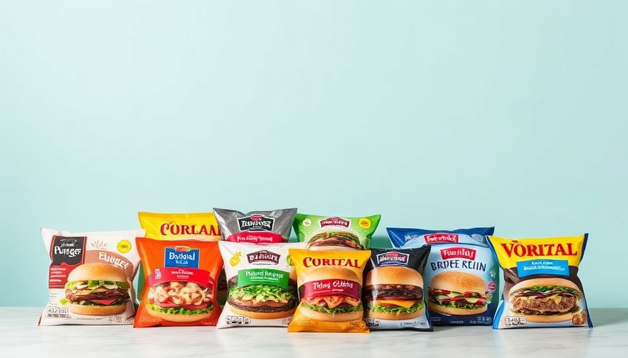 Assortment of the best frozen burgers in vibrant packaging.